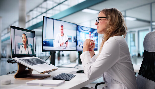 Virtual Health Conference With Woman Doctor, Psychologist