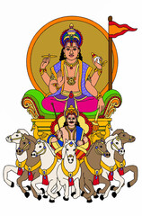 hand drawn digital art of lord surya