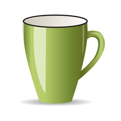 Mug in green color. Color cup isolated on white background. Coffee, tea, drinks.