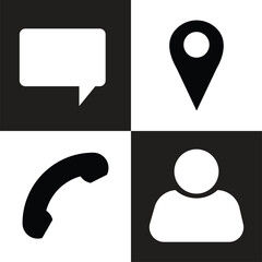 set of vector location, contact message call icons 