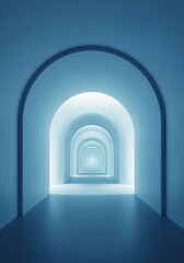 Infinite Blue Archway, A Serene Perspective in Architecture and Design
