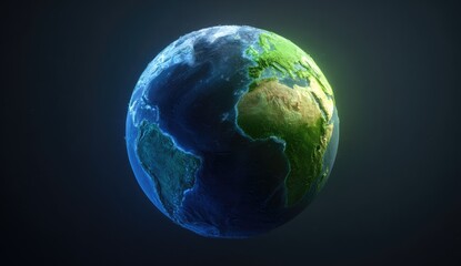 Rotating Earth, continents, oceans, dark background, environmental concept