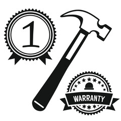 Black Silhouette of 1 Year Warranty Badge Icon