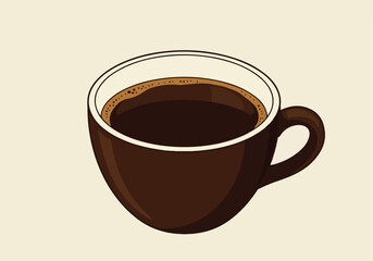 Obraz premium Stylized cup of coffee artfully illustrated, with light background, for cafe decor