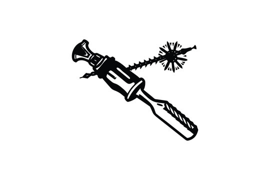 Clean stylish elegant modern detailed professional high quality Black and White Silhouette for Scrow Driver