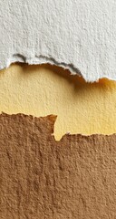 Torn paper textures in shades of beige, yellow, and brown