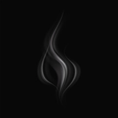 Abstract white smoke wave on black background. Soft, flowing vapor texture perfect for design, background, or overlay effects in art and photography
