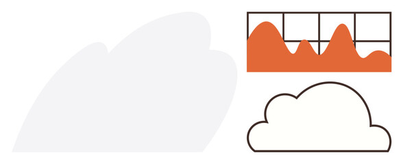 Cloud with statistical chart illustrating analytics, data trends, and storage. Ideal for cloud computing, data analysis, technology, innovation, digital transformation, business growth simple flat