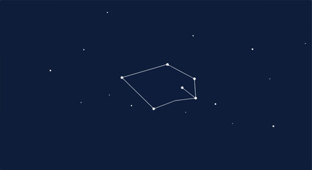 Stars connected in square shape with few stars isolated over dark blue background