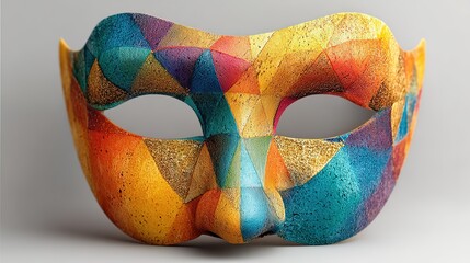 Colorful Geometric Masquerade Mask with Glitter Accents for Carnival and Theatrical Events