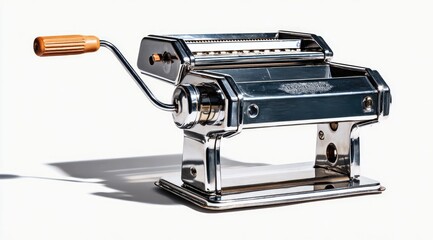 Shiny chrome pasta maker with wooden handle