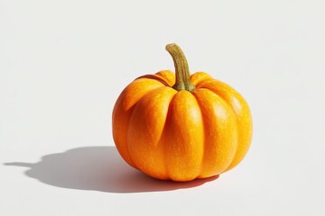 Obraz premium Minimalist Orange Pumpkin on White Background with Soft Shadows