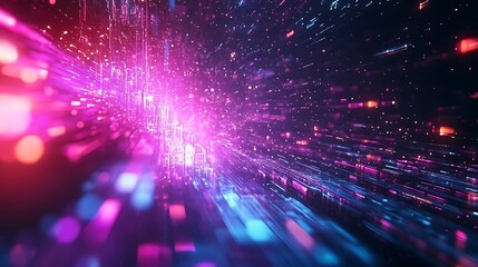 Obraz premium Futuristic Digital Glitch Tunnel Journey