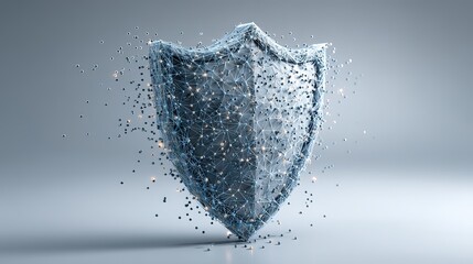 Digital Shield with Network Structure and Floating Particles - Ideal for Cybersecurity Presentations, Tech Websites, and Digital Protection Campaigns