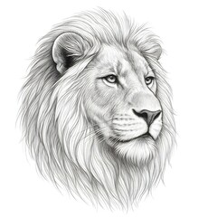 Majestic Lion Head Pencil Sketch Illustration