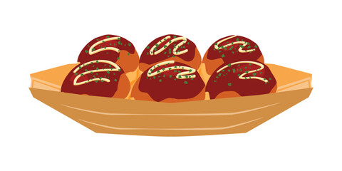 正面から見たたこ焼きのイラスト　6個