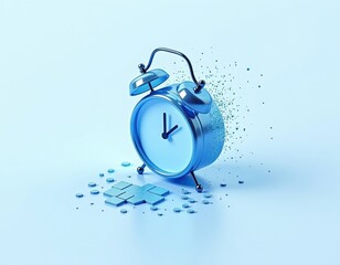 Abstract Blue Alarm Clock Design with Cube Elements and Textures