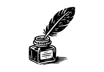 Ink bottle hand drawn vector illustration