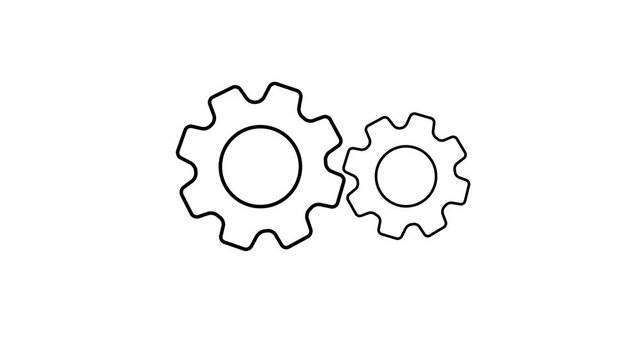 Update setting icon setup animation. setting icon with spinning gears icon animated. Technology gear icon concept animation. on a white background,