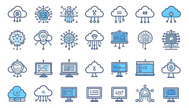 Collection of cloud computing icons