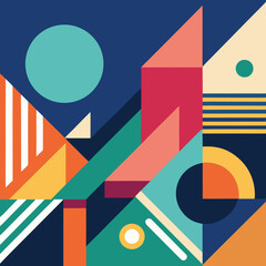 abstract background with geometric shapes design in three colors 