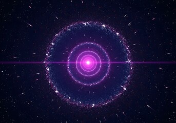 Dynamic cosmic energy radiating from a central point with vibrant light and stellar particles