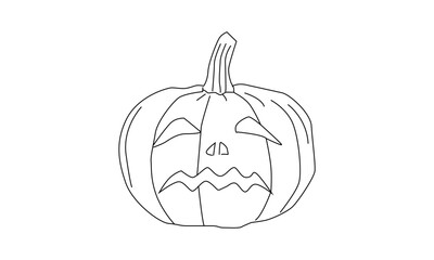 Minimalist Line Drawing of a Jack-o'-Lantern with Spooky Face