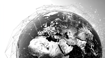 "Global Connectivity: Earth with Digital Network Overlay for Tech, Business, and Innovation Projects"