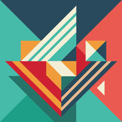 Fototapeta premium abstract background with geometric shapes design in three colors 