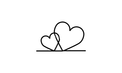 Minimalist Line Drawing of Intertwined Hearts Symbolizing Love and Connection