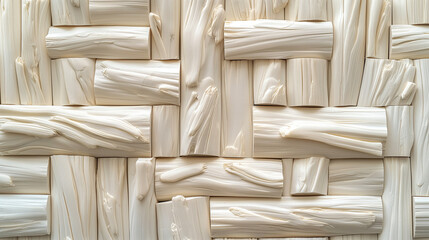 Textured White Wooden Blocks: A Unique, High-Relief Design for Interior Decor.