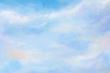 Soft, pastel-toned sky with fluffy clouds