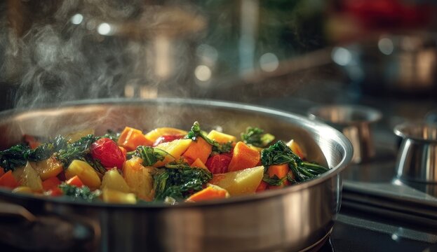 Steaming vegetables in a pan (6) - Powered by Adobe