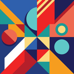 abstract background with geometric shapes design in three colors 