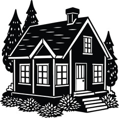Vector log cabin house silhouette collection mountain home lodge country architecture design illustration 100 editable stock vector illustration
