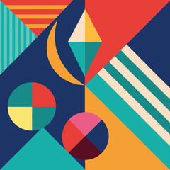 abstract background with geometric shapes design in three colors 