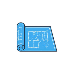 Flat color icon of blueprint paper