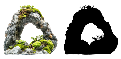 PNG a small island with moss and plants on a black background with a transparent background