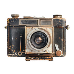 Vintage camera, aged and dusty, showing signs of use