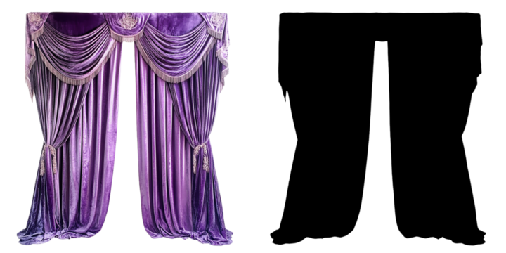 PNG a purple curtain on a black background with a transparent background - Powered by Adobe