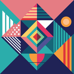 Obraz premium abstract background with geometric shapes design in three colors 