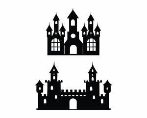 Obraz premium creepy castle icon silhouette vector illustration