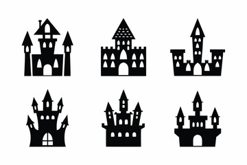 Fototapeta premium set of creepy castle icon silhouette vector illustration