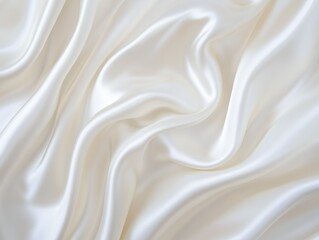 Obraz premium Elegant white silk and satin fabric with a smooth, shiny texture, creating a luxurious backdrop with soft waves and a golden touch