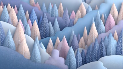 Obraz premium Winter wonderland landscape with stylized trees.