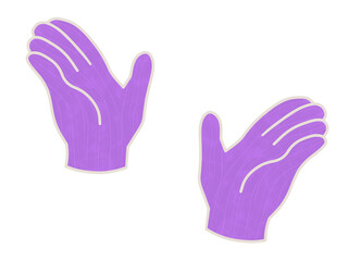左右に開いた手のイラスト　紫