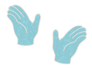 左右に開いた手のイラスト　水色