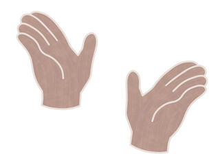 左右に開いた手のイラスト　茶色