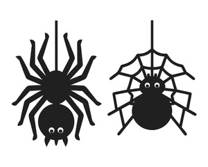 Obraz premium crawling spider icon silhouette vector illustration