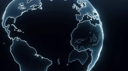 Global map,  3D,  glowing outlines - Powered by Adobe
